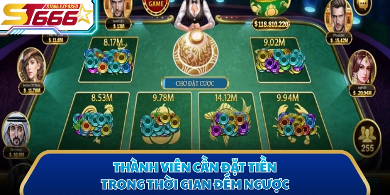 Thành viên cần đặt tiền trong thời gian đếm ngược